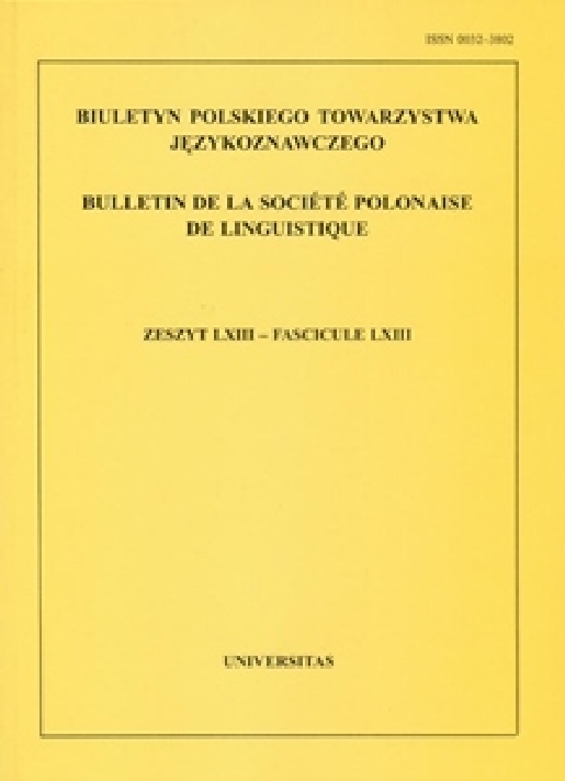 Biuletyn Polskiego Towarzystwa Językoznawczego. Zeszyt LVIII