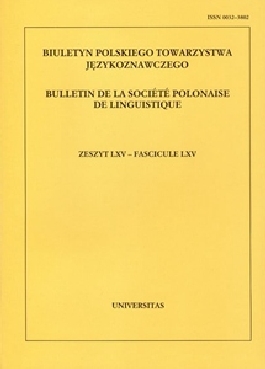 Biuletyn Polskiego Towarzystwa Językoznawczego. Zeszyt LXV